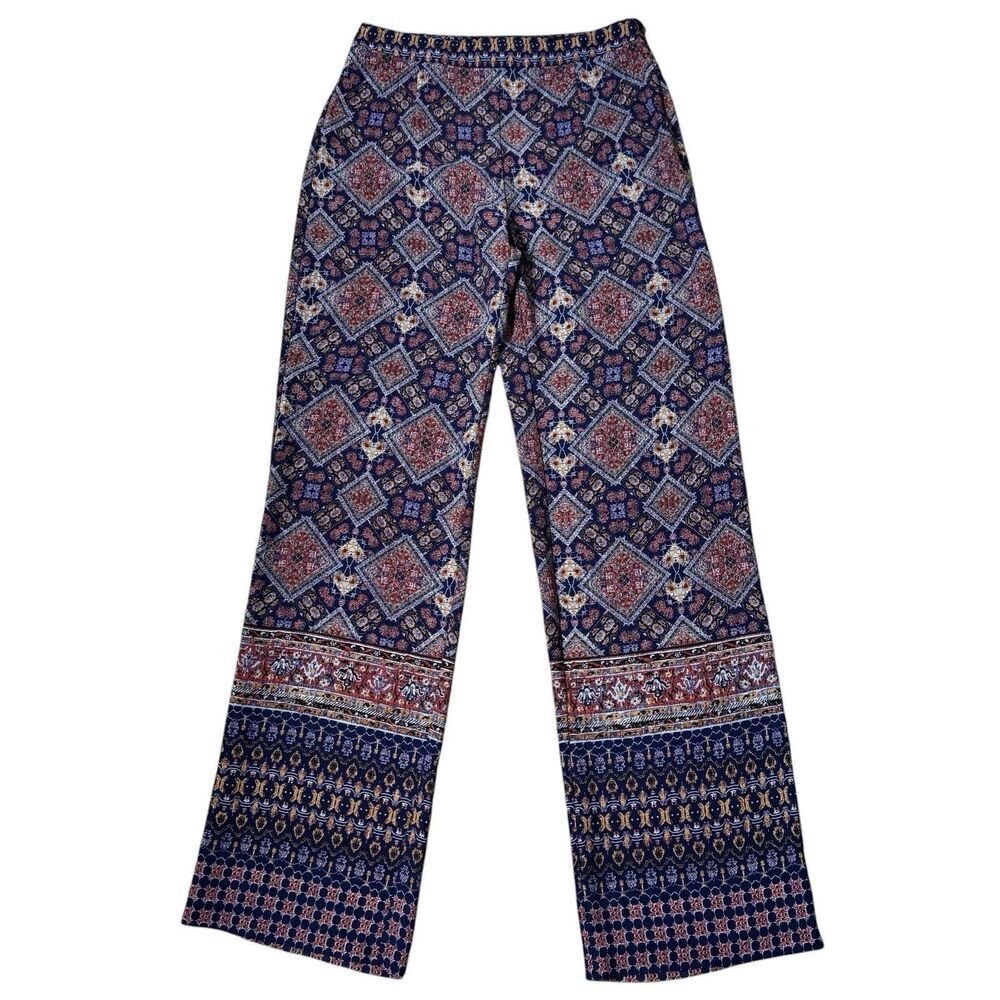 Y2K Semi Sheer Boho Pants Straight Leg EU 42 Paisley Fairy Beach Italy - 29x32.5